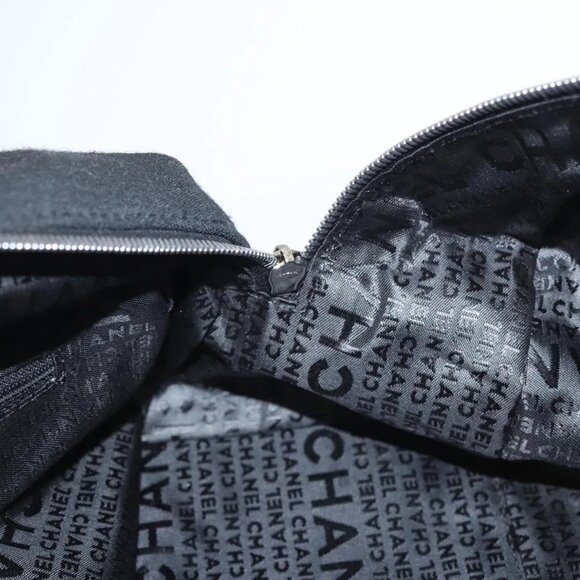 CHANEL COCO Mark Chain Hand Bag Cotton Black Silver CC Auth BD2146 - Picture 11 of 16